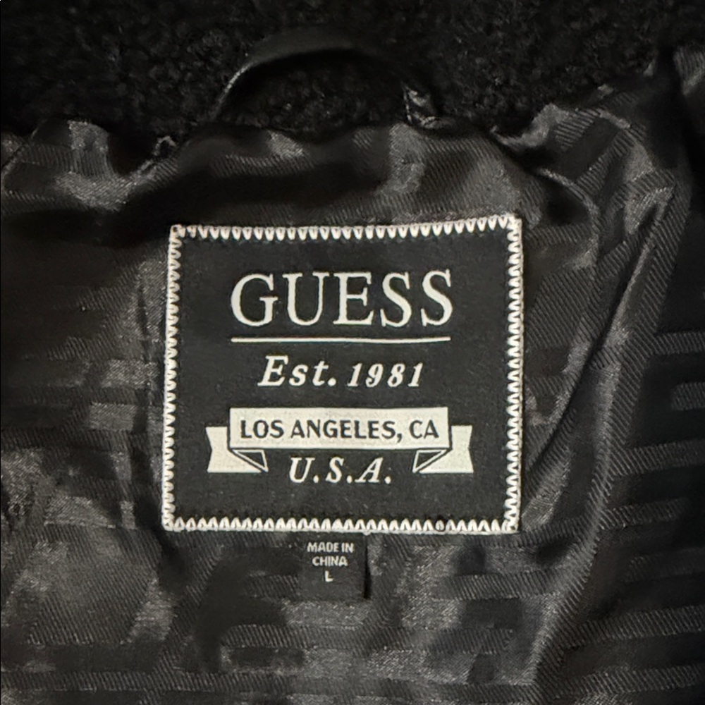 GUESS
Men's Faux-Leather Fleece-Trimmed Jacket - Picture 9 of 16